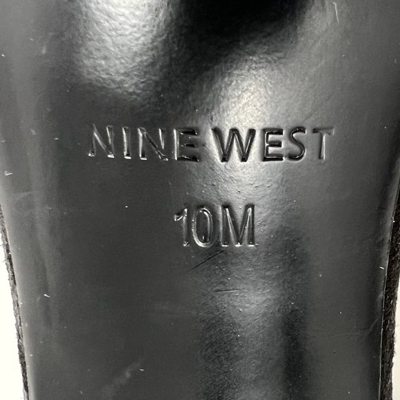 Nine West Ammazo Black Faux Suede Ankle Strap Fringe Accent 4” Heels Size 10M - Picture 12 of 13